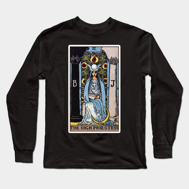 High Priestess Tarot Card Long Sleeve T-Shirt by visionarysea